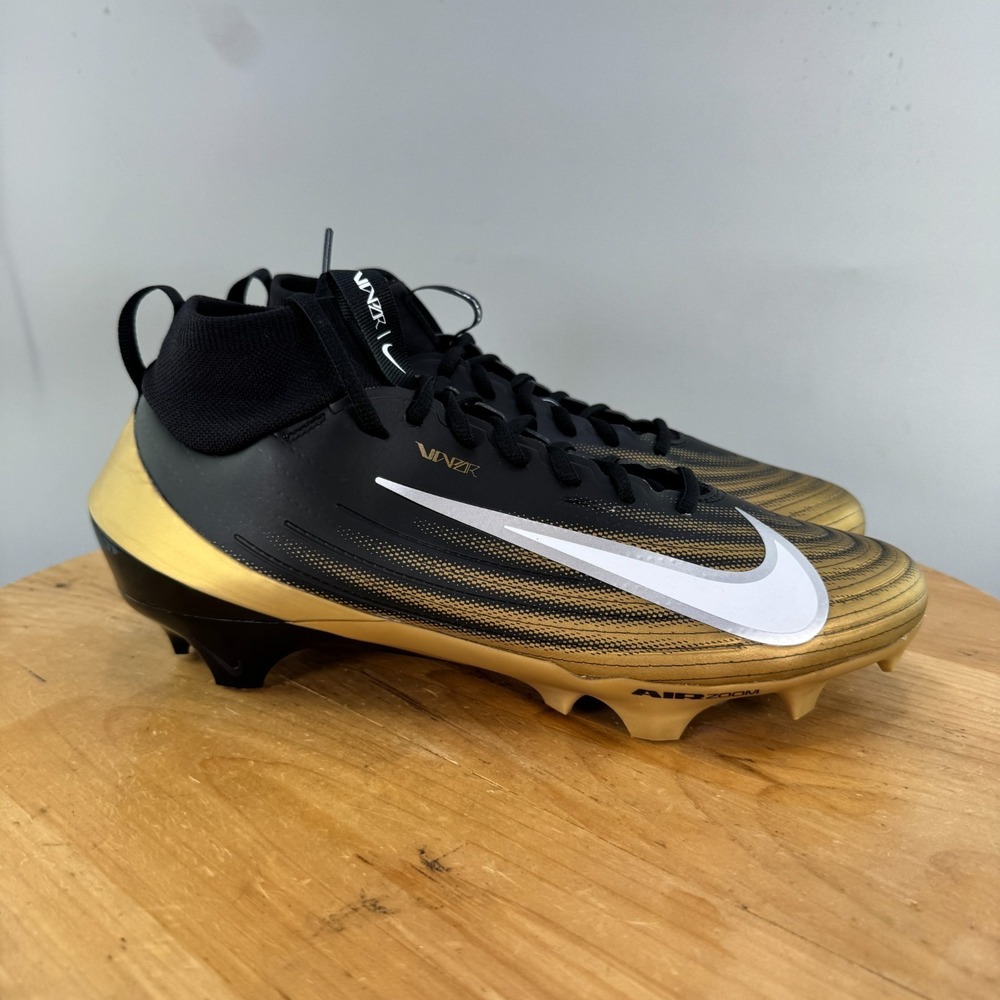 Nike Air Zoom Vapor Pro 1 Mens Size 10.5 Football Cleats Black Metallic Gold NEW